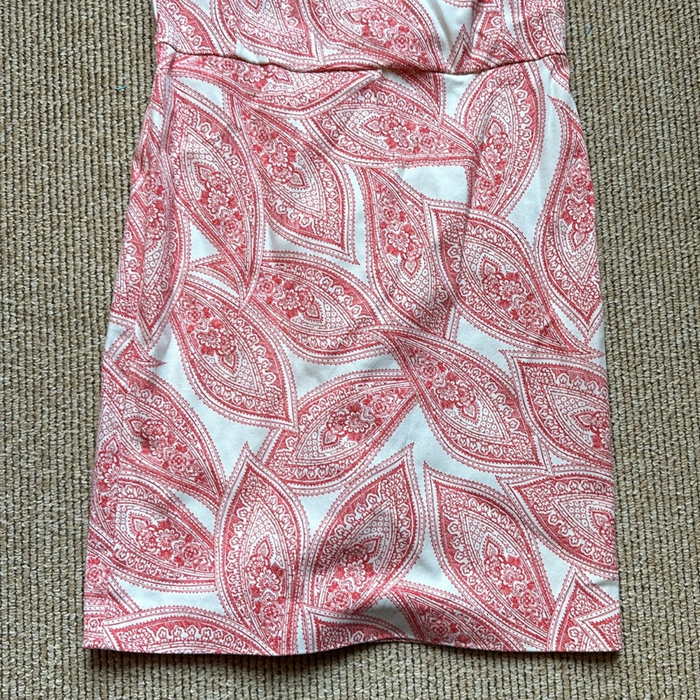 Banana Republic size 8 sleeveless dress white and coral leaf pattern - Picture 4 of 6